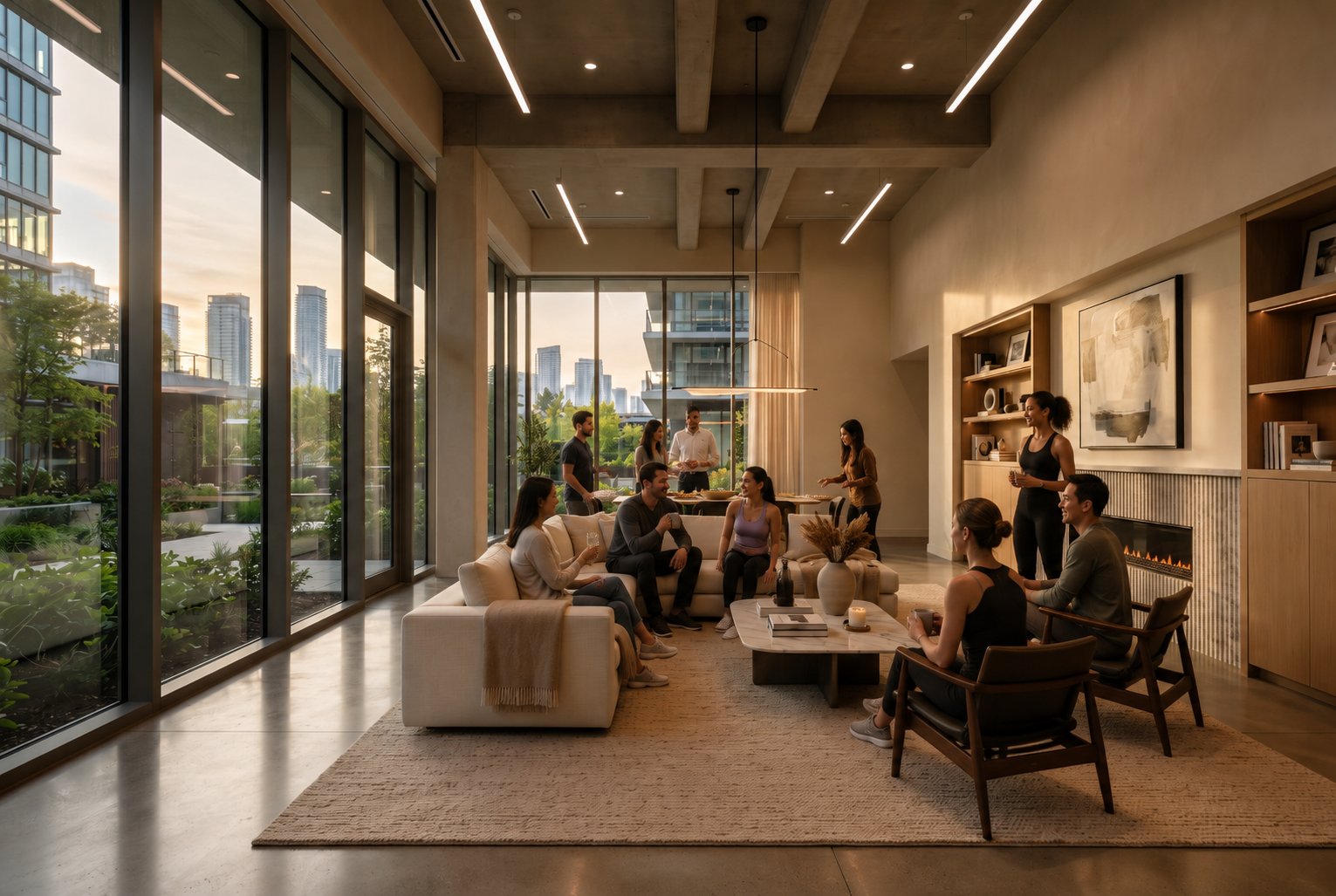 Amenity lounge activated with a resident workshop led by a local instructor